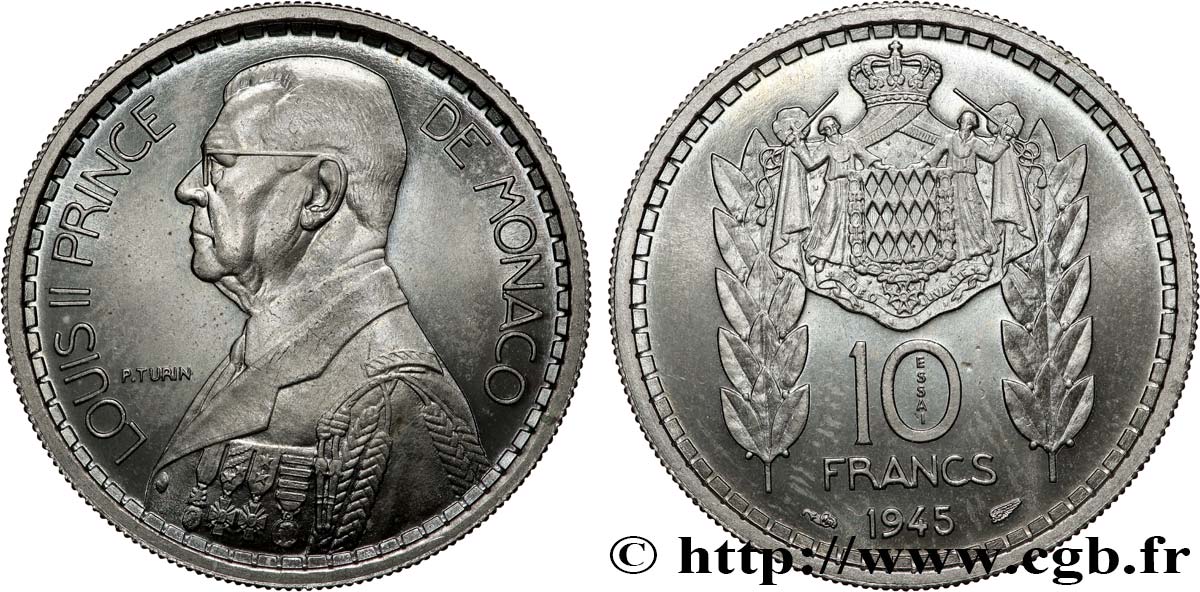 MÓNACO - PRINCIPADO DE MÓNACO - LUIS II Essai de 10 Francs  1945 Paris SC 
