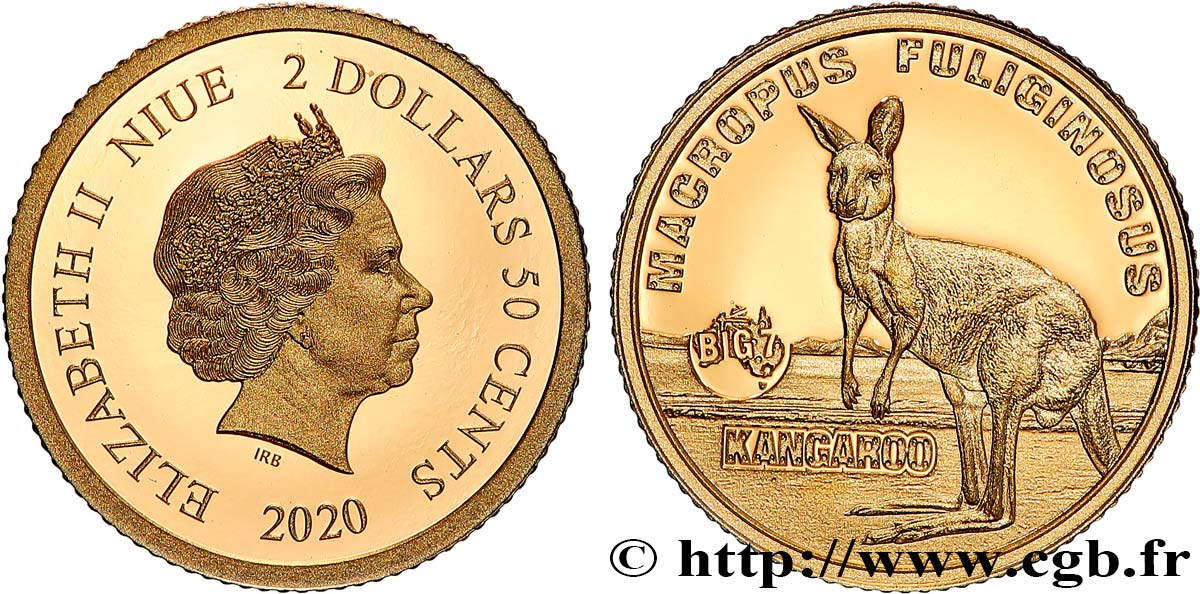 NIUE 2 Dollars 50 Cents Proof Kangourou 2020  FDC 