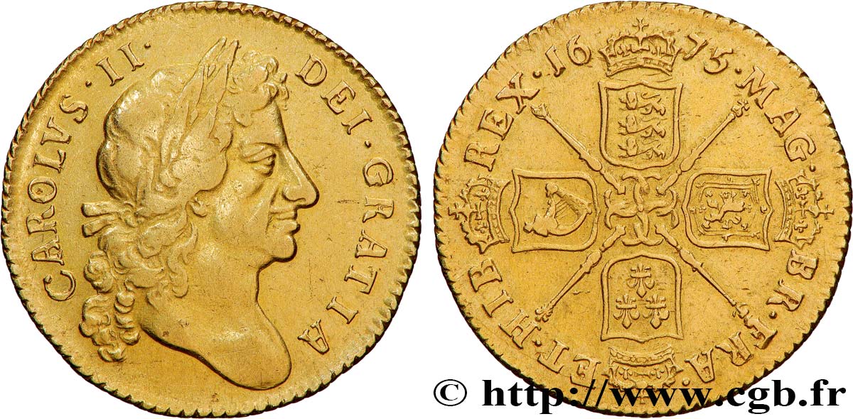 ANGLETERRE - ROYAUME D ANGLETERRE - CHARLES II Guinée 1675 Londres SS 
