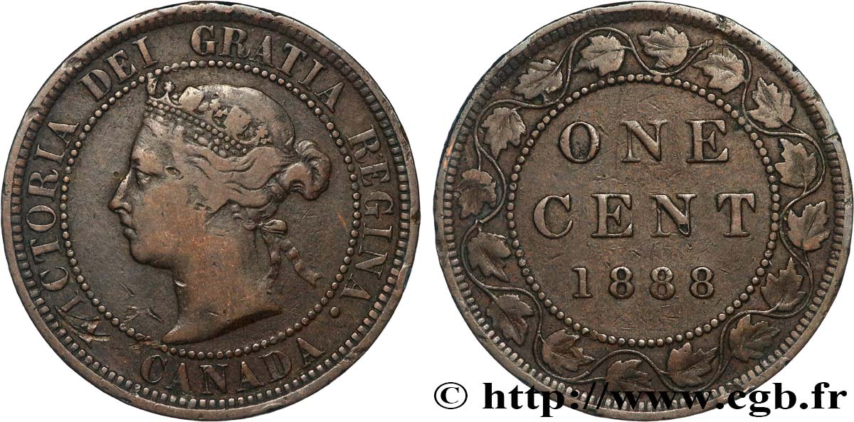 CANADA 1 Cent Victoria 1888  TTB 