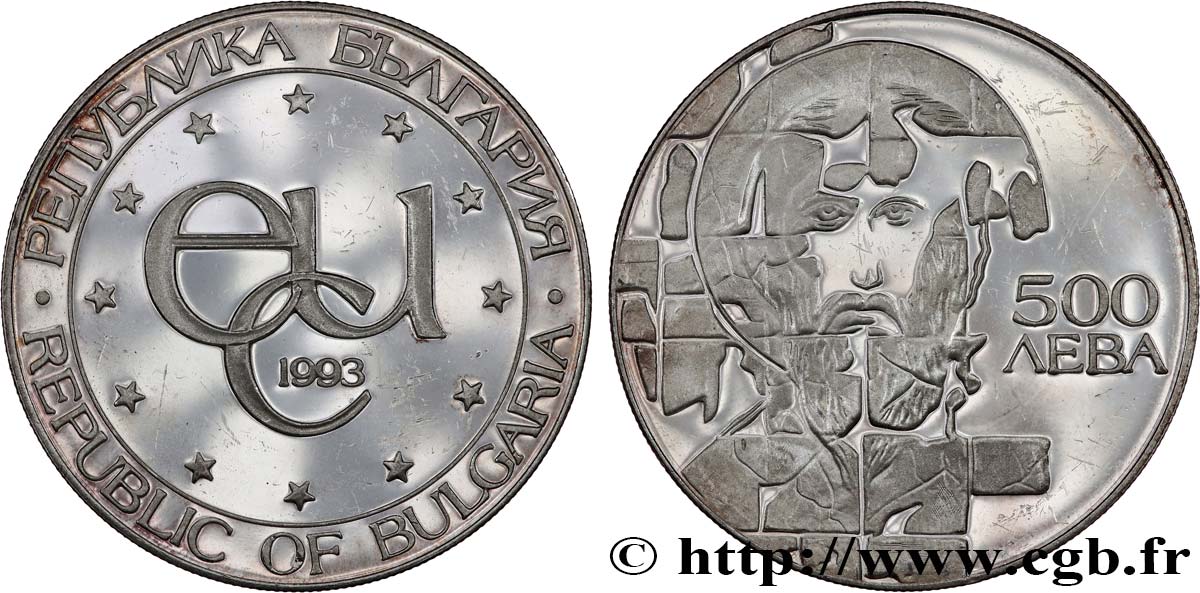 BULGARIE 500 Leva Proof symbole ECU / Saint Théodore Stratilat 1993  SUP 