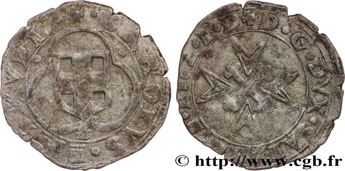 SAVOYEN - HERZOGTUM SAVOYEN - KARL EMANUEL I. Parpaiolle du 1er type (parpagliola di I tipo) 1582 Bourg-en-Bresse fSS 