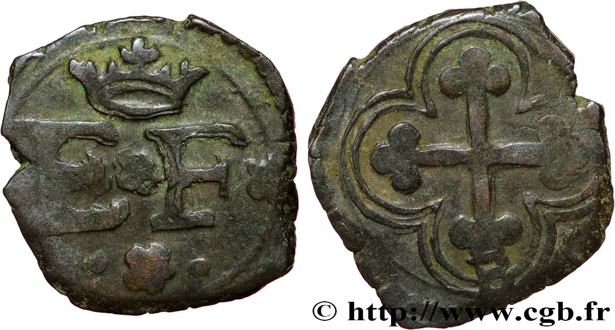 SAVOIE - DUCHÉ DE SAVOIE - EMMANUEL-PHILIBERT DIT  TÊTE DE FER  Quart de sol, 1er type (quarto di soldo, I tipo) s.d. Bourg-en-Bresse TB+ 