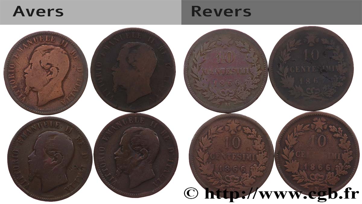 ITALIE Lot 4 x 10 Centesimi Victor Emmanuel II n.d. Atelier Divers TB 