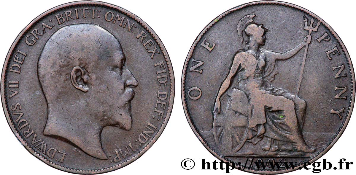 ROYAUME-UNI 1 Penny Edouard VII 1902  TTB 