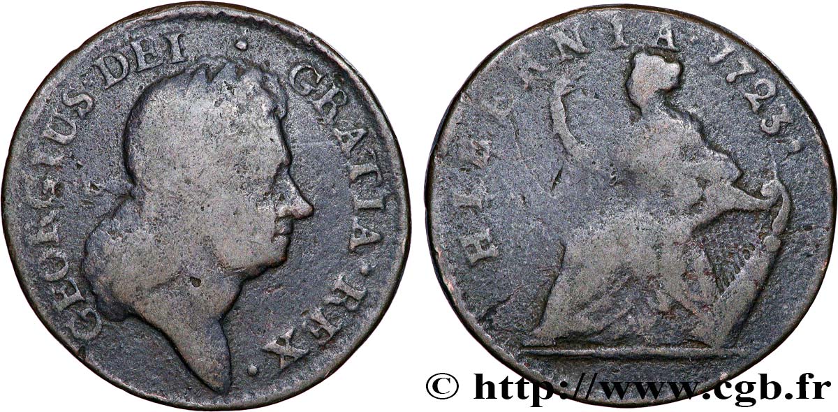 IRLANDE 1/2 Penny Georges Ier 1723  TB 