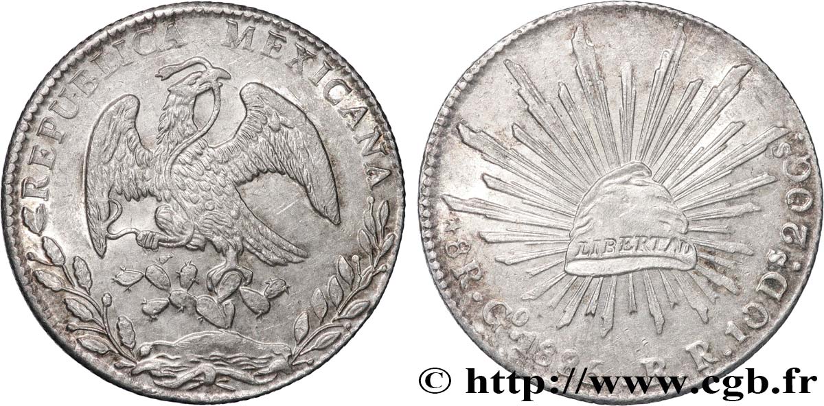 MEXIKO 8 Reales 1885 Guanajuato  fVZ 