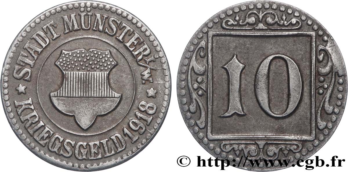 ALLEMAGNE - Notgeld 10 Pfennig Munster 1918  TTB+ 