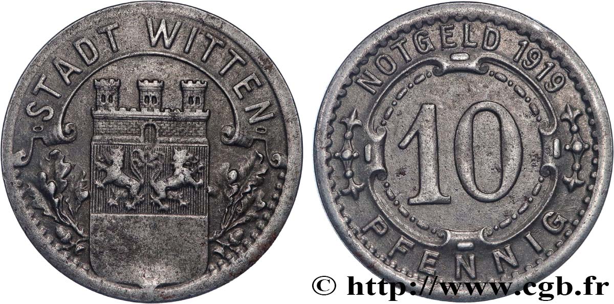 DEUTSCHLAND - Notgeld 10 Pfennig Witten 1919  fVZ 