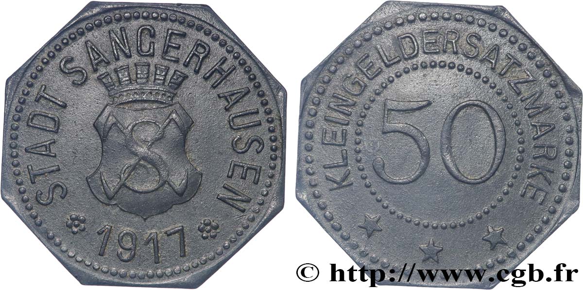GERMANY - Notgeld 50 Pfennig Sangerhausen 1917  XF 