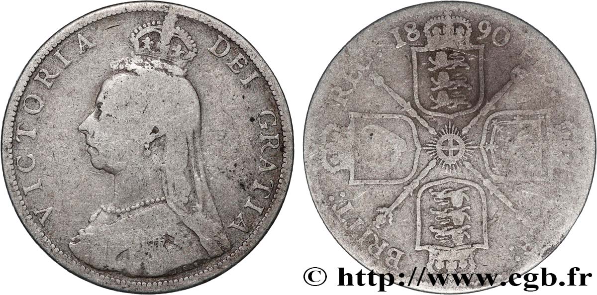 REINO UNIDO 1 Florin Victoria buste du jubilé 1890  BC 