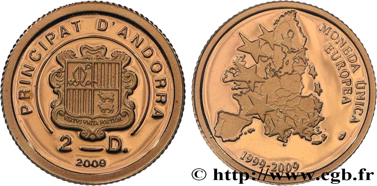 ANDORRA 2 Diners Proof 10 ans de l’Euro 2009  FDC 
