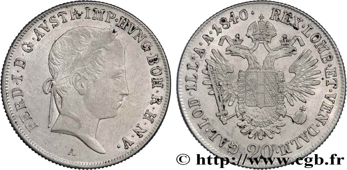 AUSTRIA 20 Kreuzer Ferdinand Ier 1840 Vienne AU 