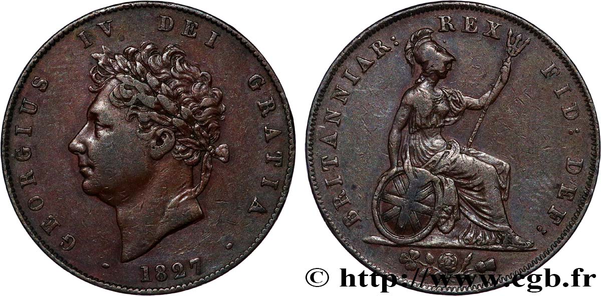 GRAN BRETAGNA - GIORGIO IV 1/2 Penny Georges IV 1827  BB 