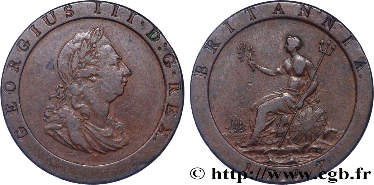 ROYAUME-UNI 1 Penny Georges III 1797 Soho TTB 