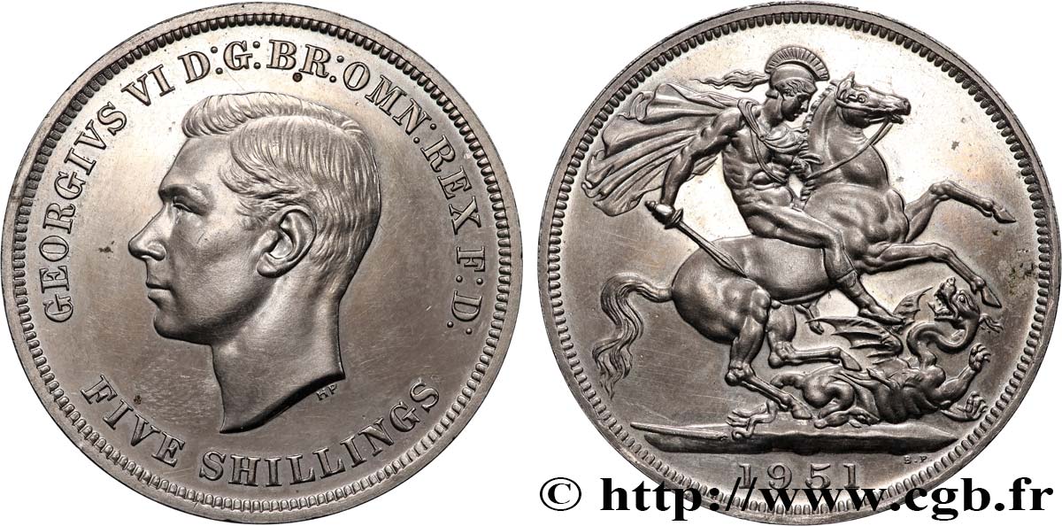REINO UNIDO 1 Crown (5 Shillings) Georges VI 1951  EBC 