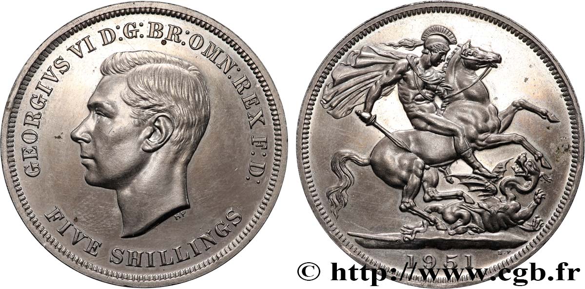 REGNO UNITO 1 Crown (5 Shillings) Georges VI 1951  SPL 