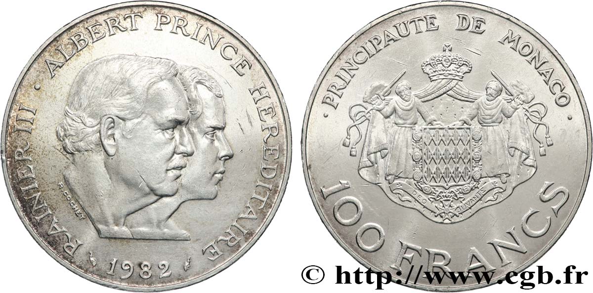 MONACO 100 Francs Rainier III et Albert 1982 Paris SPL 