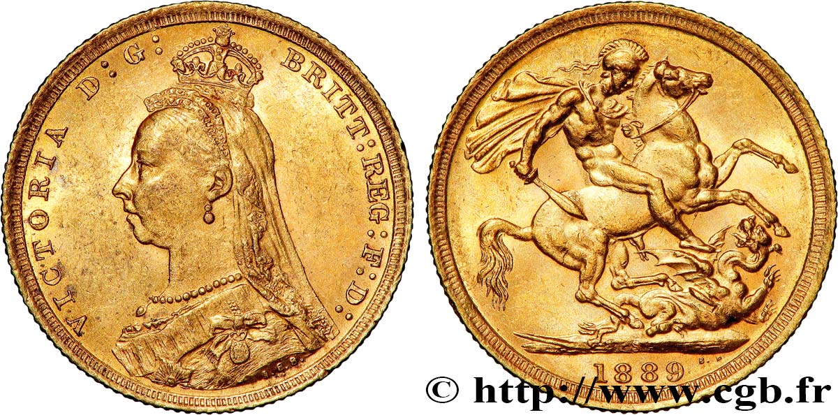 INVESTMENT GOLD 1 Souverain Victoria buste du jubilé 1889 Sydney AU 