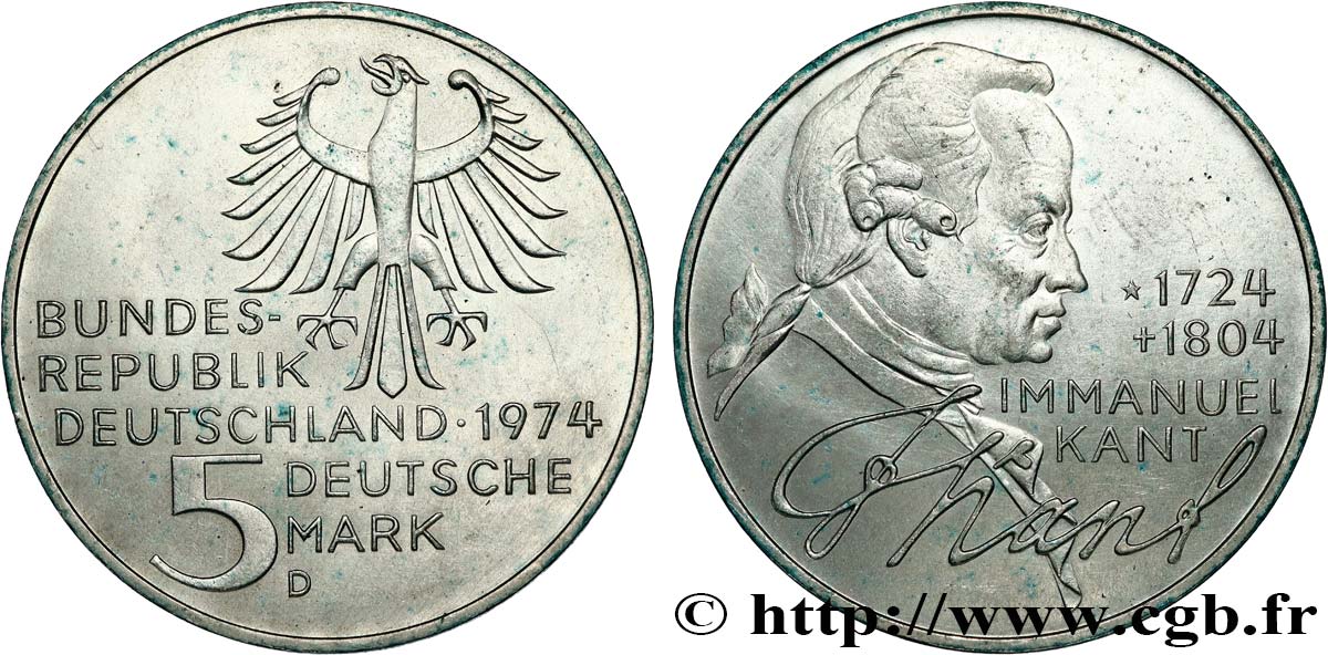 GERMANY 5 Mark Emmanuel Kant 1974 Munich  AU 