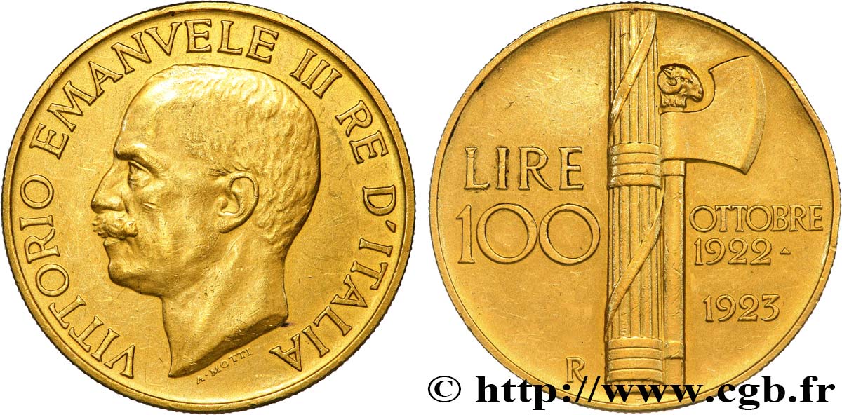 ITALY - KINGDOM OF ITALY - VICTOR-EMMANUEL III 100 Lire 1923 Rome AU 