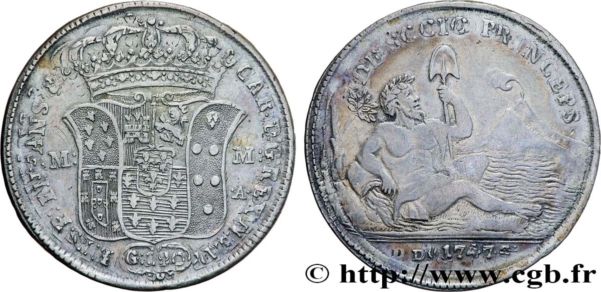 ITALIE - ROYAUME DE NAPLES - CHARLES III 120 Grana  1747 Naples TTB 