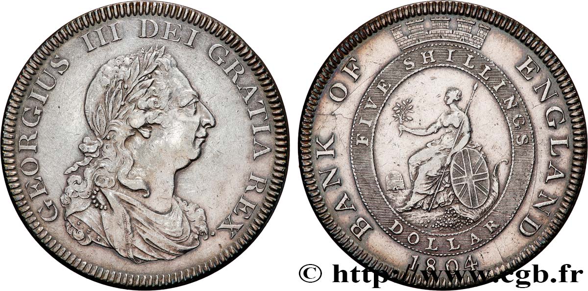GROSSBRITANIEN - GEORG III. 1 Dollar ou 5 Shillings  1804 Londres fVZ/SS 