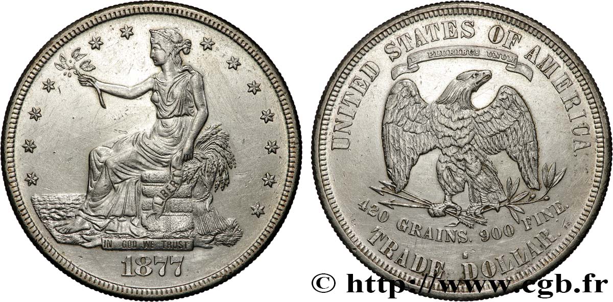 ÉTATS-UNIS D AMÉRIQUE 1 Dollar type “Trade Dollar” 1877 San Francisco TTB+ 