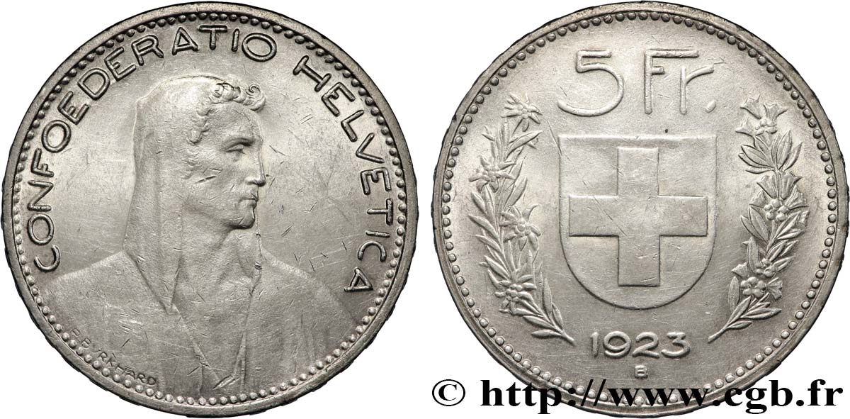 SUISSE 5 Francs Berger 1923 Berne TTB+ 