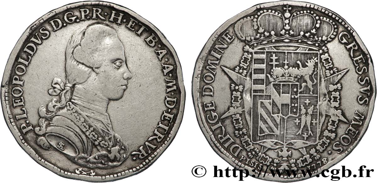 ITALY - GRAND DUCHY OF TUSCANY - PETER-LEOPOLD I OF LORRAINE Francescone d’argent 1778 Florence VF 