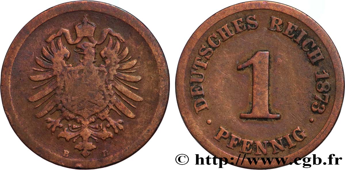 DEUTSCHLAND 1 Pfennig aigle héraldique 1873 Hanovre S 