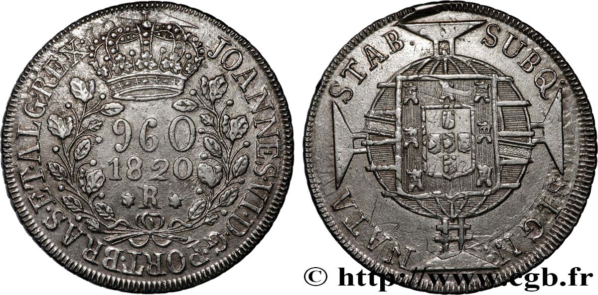 BRAZIL - JOHN VI 960 Reis  1820 Rio de Janeiro AU 