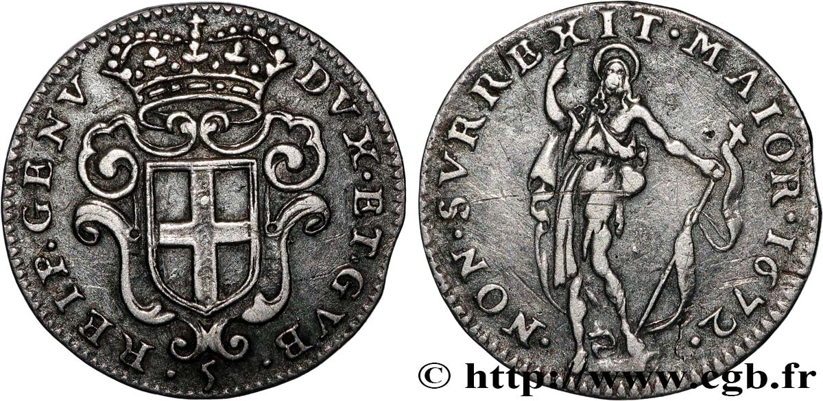 ITALIA - REPUBBLICA DE GENOVA 1 Soldo 1672  BB 