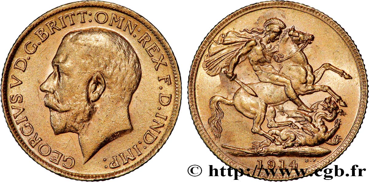 INVESTMENT GOLD 1 Souverain Georges V 1914 Londres MBC+ 