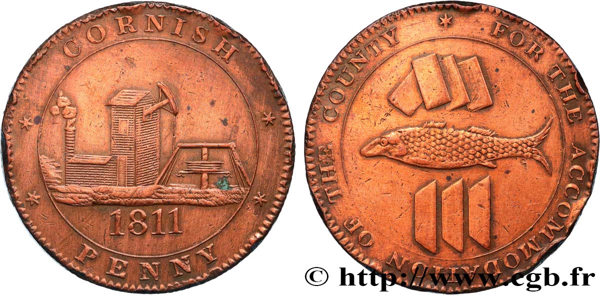 ROYAUME-UNI (TOKENS) 1 Penny “Cornish Penny” Scorrier House (Redruth) 1811  TTB 