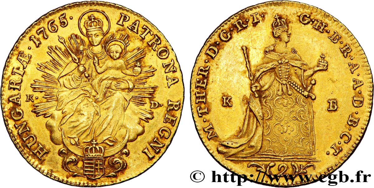 HUNGARY - KINGDOM OF HUNGARY - MARIA-THERESA Double ducat 1765 Kremnitz AU 