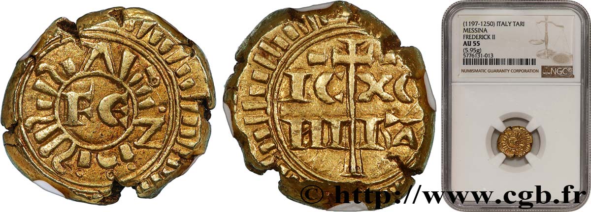 SICILY - KINGDOM OF SICILY - FREDERICK II OF HOHENSTAUFEN Multiple de tari d’or n.d. Messine AU55 NGC