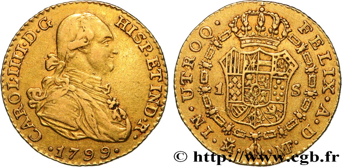 SPANIEN 1 Escudo Charles IV 1799 Madrid SS 