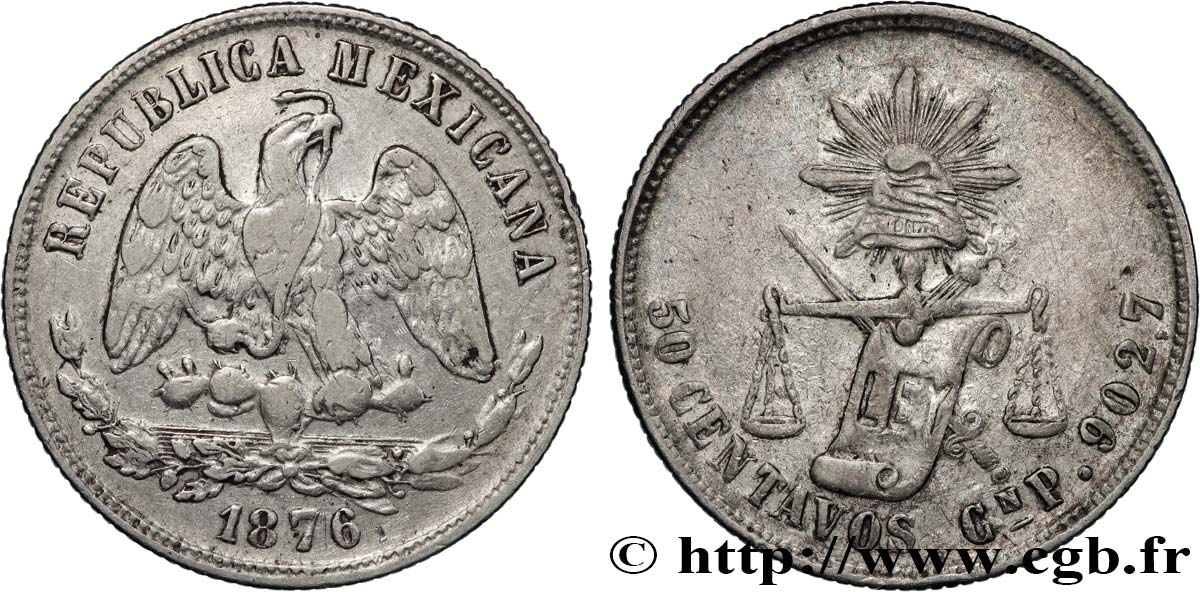 MEXICO 50 Centavos 1871 Culiacan XF 