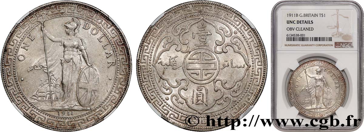 GREAT BRITAIN - VICTORIA Trade dollar 1911 Bombay MS NGC