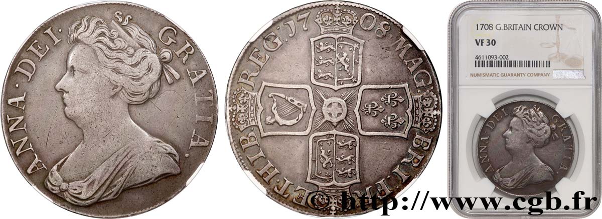 GRAN BRETAÑA - ANA 1 Crown  1708  BC30 NGC