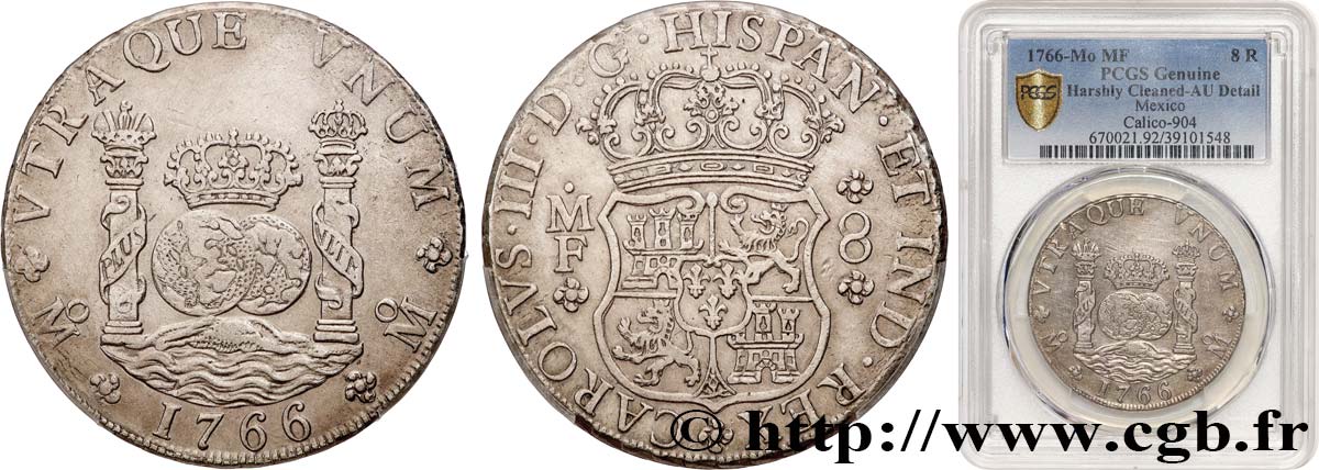 MÉXICO - CARLOS III 8 Reales 1766 Mexico EBC PCGS