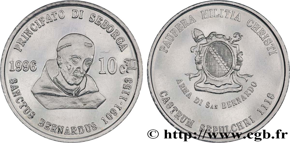 ITALIE - PRINCIPAUTÉ DE SEBORGA - GIORGIO Ier 10 Centesimi 1996  SPL 