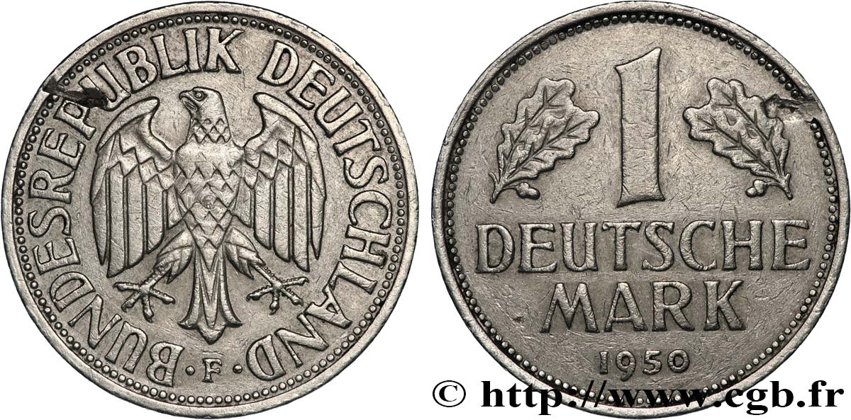 GERMANY 1 Deutsche Mark 1950 Stuttgart XF 