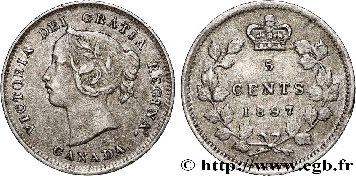 CANADA 5 Cents Victoria 1897  TTB+ 