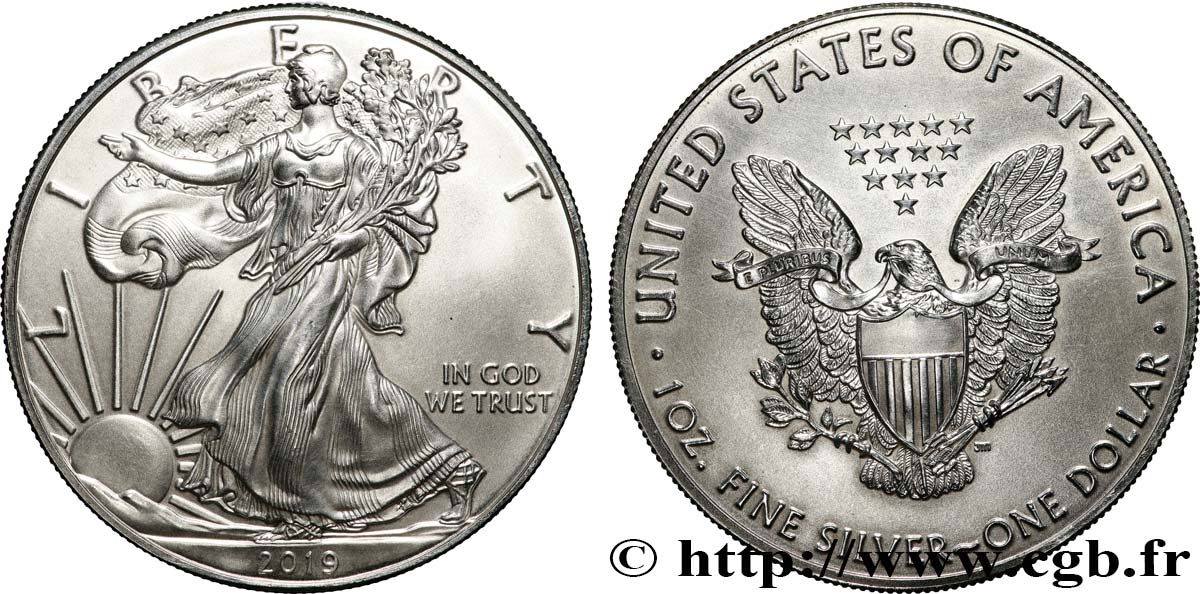 ÉTATS-UNIS D AMÉRIQUE 1 Dollar type Liberty Silver Eagle 2019  SPL 