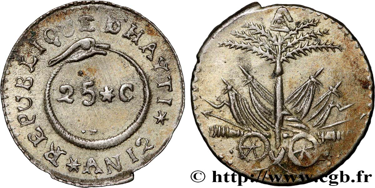 HAITI 25 Centimes an 12 (1815)  AU 