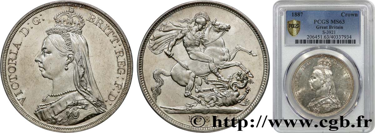 GRAN BRETAGNA - VICTORIA 1 Crown buste du jubilé 1887  MS63 PCGS