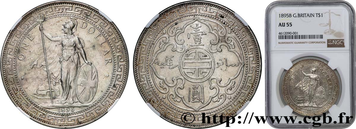 GRANDE BRETAGNE - VICTORIA Trade dollar 1895 Bombay SUP55 NGC