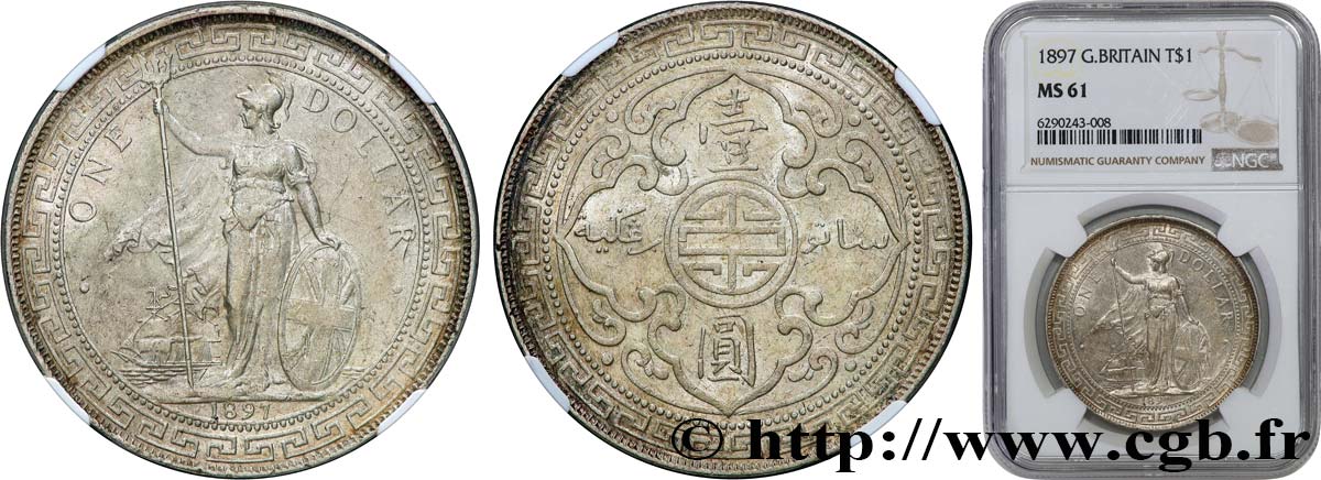 GRANDE BRETAGNE - VICTORIA Trade dollar 1897 Bombay SUP61 NGC